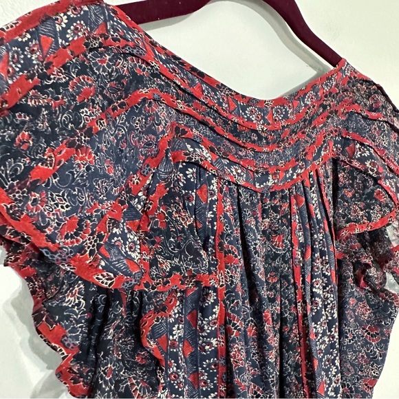 ULLA JOHNSON Callista Belted Gathered Twilight Floral Silk Dress - Picture 11 of 13